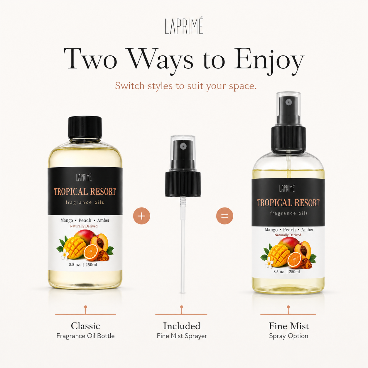 Tropical Resort Luxury Diffuser Oil, Five-Star Hotel Inspired Fragrance with Mango, Citrus, Rose, Floral & Musk Notes, Waterless Home Fragrance Oil Refill for Diffusers, Long-Lasting Room Scent, 250ml