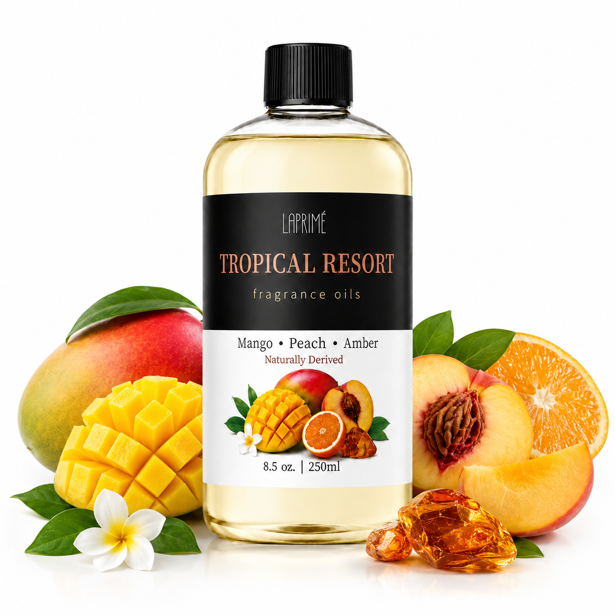 Tropical Resort Luxury Diffuser Oil, Five-Star Hotel Inspired Fragrance with Mango, Citrus, Rose, Floral & Musk Notes, Waterless Home Fragrance Oil Refill for Diffusers, Long-Lasting Room Scent, 250ml