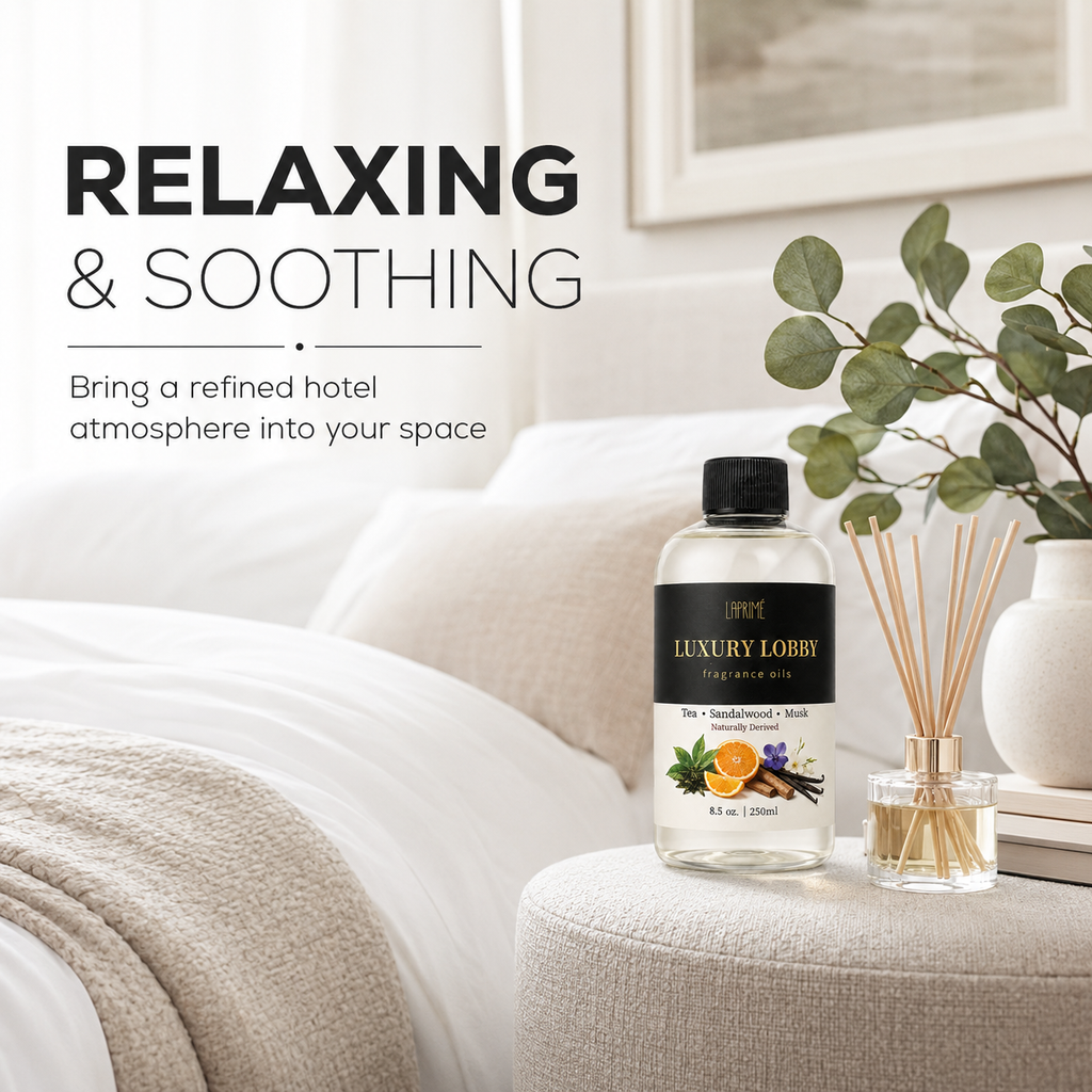 Luxury Lobby Diffuser Oil, Five-Star Hotel Inspired Fragrance with Tea, Citrus, Iris, Jasmine, Sandalwood & Vanilla Notes, Waterless Home Fragrance Oil Refill, Long-Lasting Room Scent，250ml