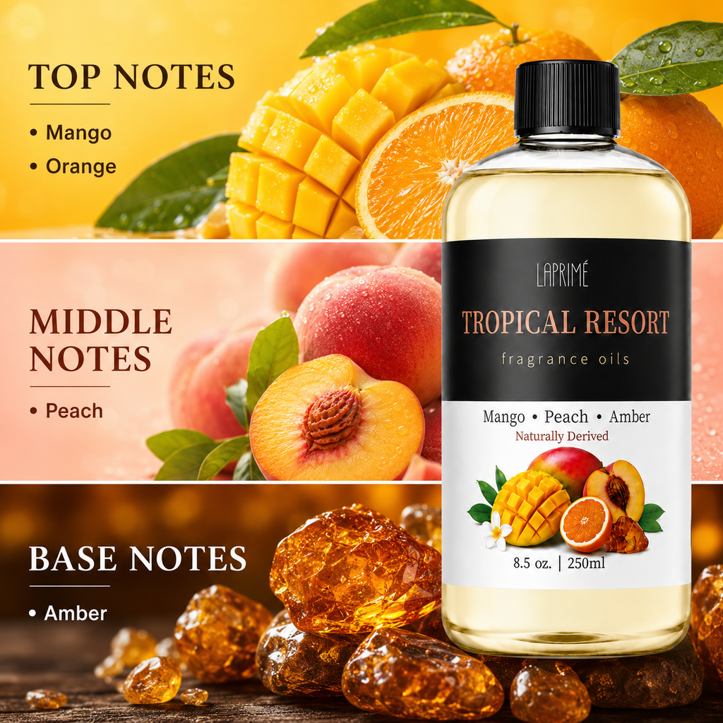 Tropical Resort Luxury Diffuser Oil, Five-Star Hotel Inspired Fragrance with Mango, Citrus, Rose, Floral & Musk Notes, Waterless Home Fragrance Oil Refill for Diffusers, Long-Lasting Room Scent, 250ml