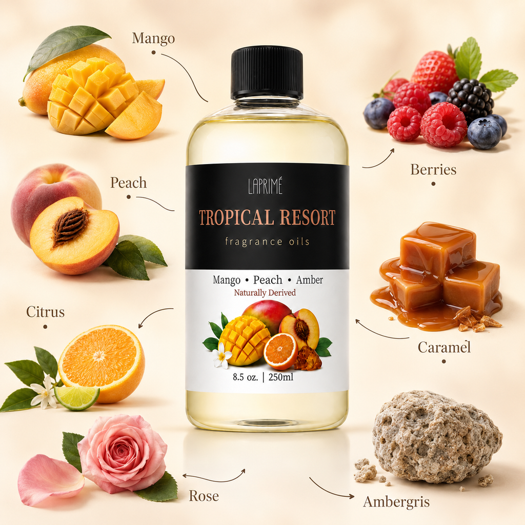 Tropical Resort Luxury Diffuser Oil, Five-Star Hotel Inspired Fragrance with Mango, Citrus, Rose, Floral & Musk Notes, Waterless Home Fragrance Oil Refill for Diffusers, Long-Lasting Room Scent, 250ml