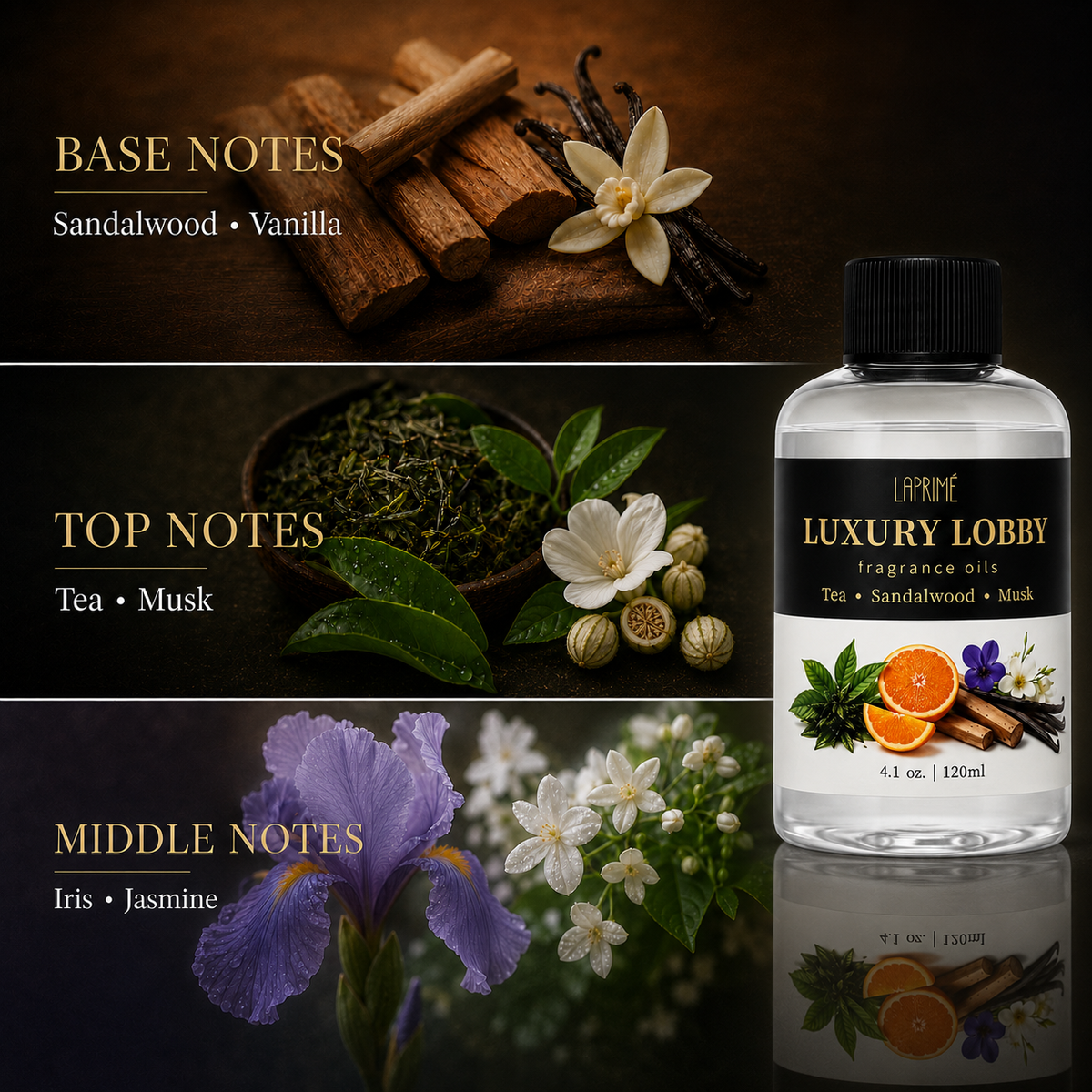 Luxury Lobby Diffuser Oil, Five-Star Hotel Inspired Fragrance with Sandalwood & Vanilla Notes, Tea, Citrus, Iris, Jasmine, Waterless Home Fragrance Oil Refill, Long-Lasting Room Scent，250ml